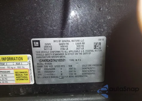 2017 Chevrolet Traverse 1Lt from USA, damaged, VIN 1GNKRGKD7HJ183501